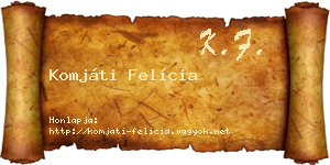 Komjáti Felícia névjegykártya